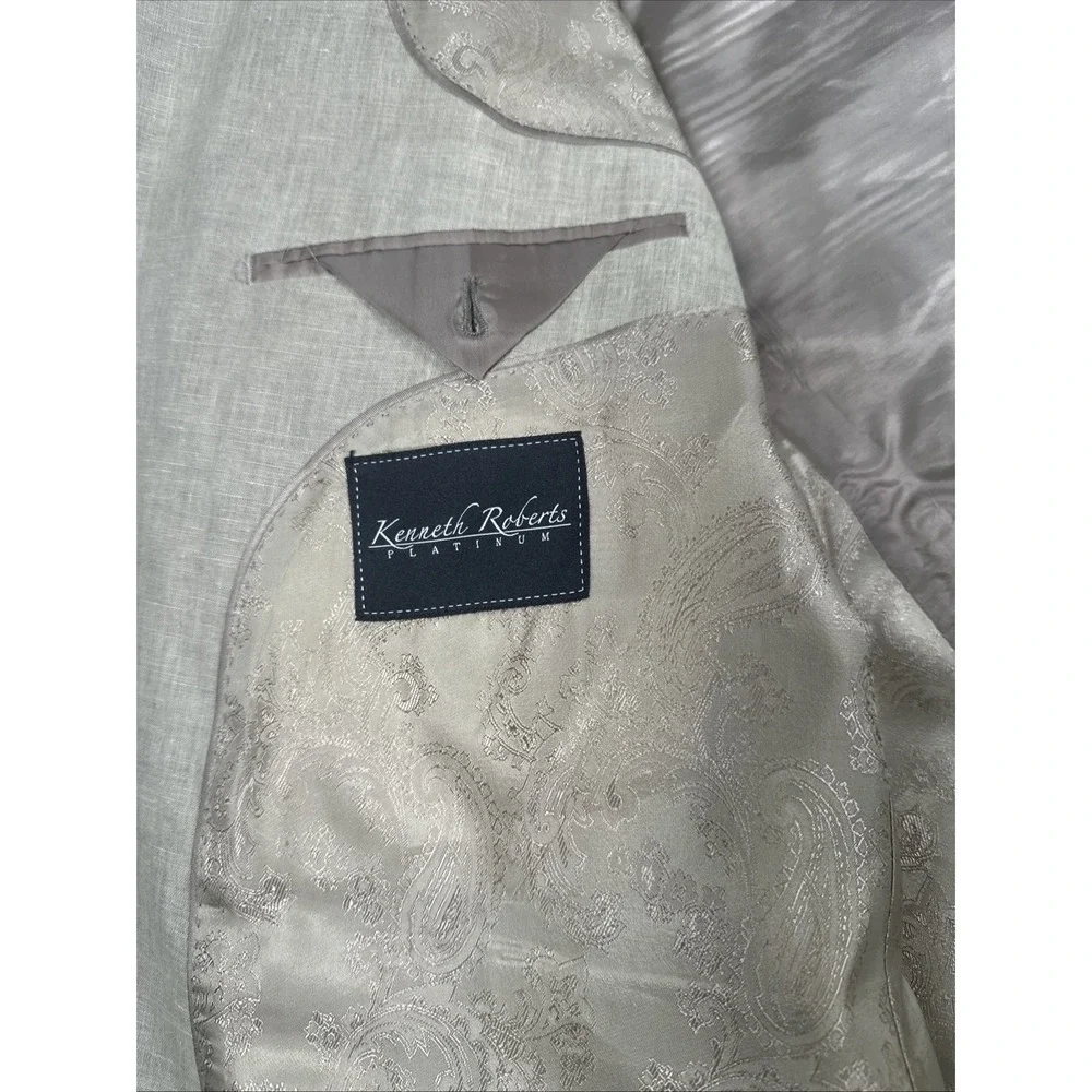 Kenneth Roberts Platinum Tan/Taupe Safari Style Jacket Men's XL Linen Blend